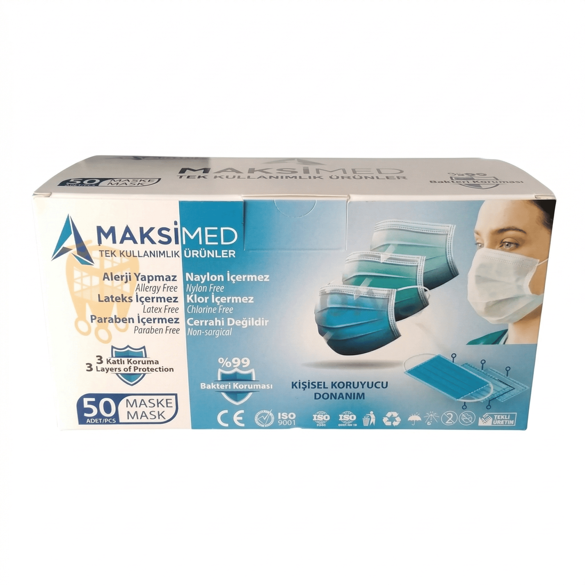 Maksimed Maske 3 Katlı Tek Kullanımlık