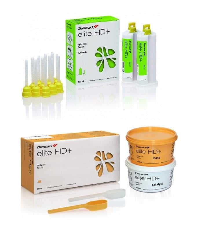 Zhermack Elite HD+ A Silikon Ölçü Takımı Fast Set (250ml Putty + 2x50ml Light Body Kartuş)